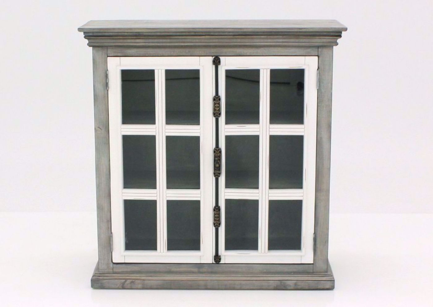 Florence 2 Door Curio Cabinet, Gray, Front Facing | Home Furniture Plus Bedding