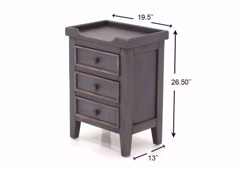 Gray Chatham 3 Drawer End Table Dimensions | Home Furniture Plus Bedding