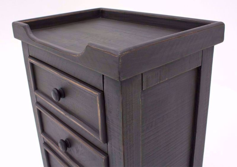 Gray Chatham 3 Drawer End Table at an Angle Showing the Top Portion of the Table | Home Furniture Plus Bedding