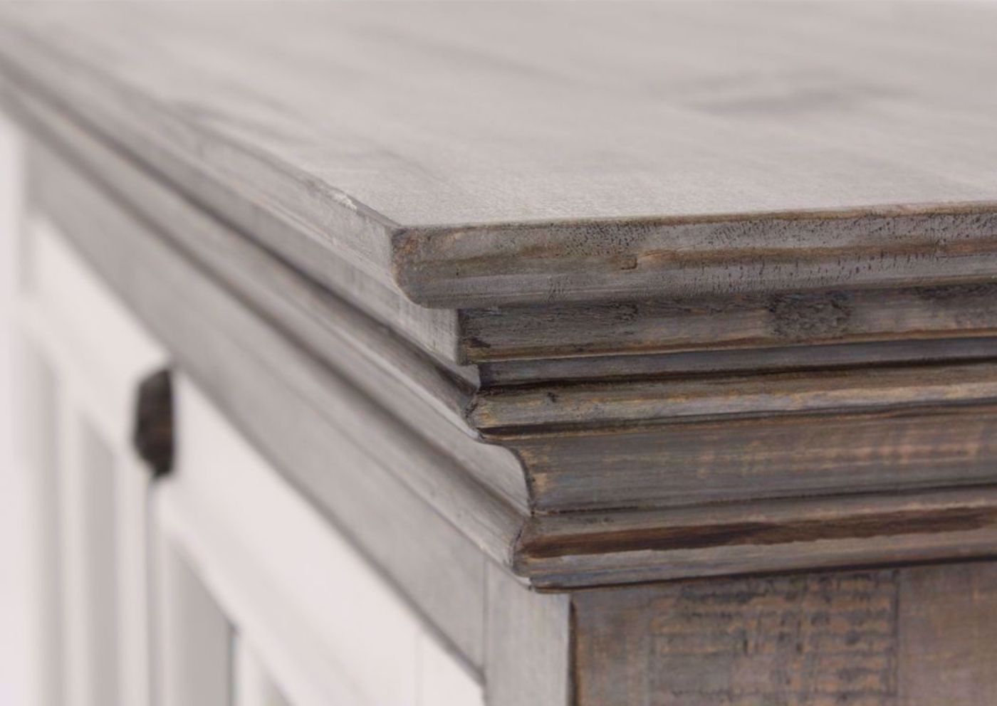 Florence 2 Door Curio Cabinet, Gray, Top Trim Detail | Home Furniture Plus Bedding