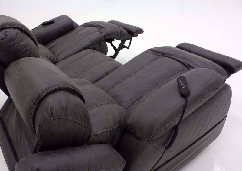 Steel Gray Daytona POWER Reclining Sofa Showing the Chaise Open | Home Furniture Plus Bedding