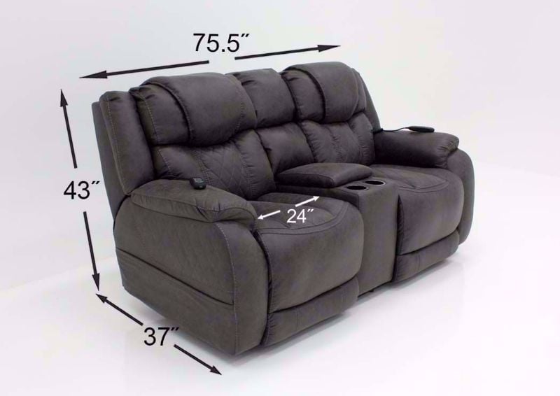 Steel Gray Daytona POWER Reclining Loveseat Dimensions | Home Furniture Plus Bedding