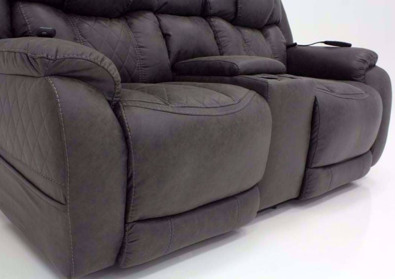 Steel Gray Daytona POWER Reclining Loveseat Chaise in the Closed Position | Home Furniture Plus Bedding
