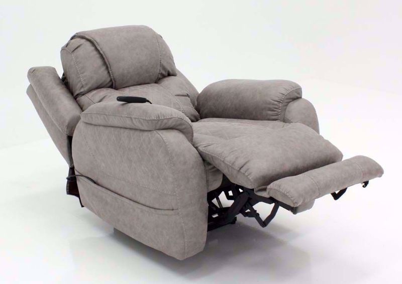 Soft Brown Daytona POWER Recliner at an Angle in the Fully Reclined Position | Home Furniture Plus Bedding