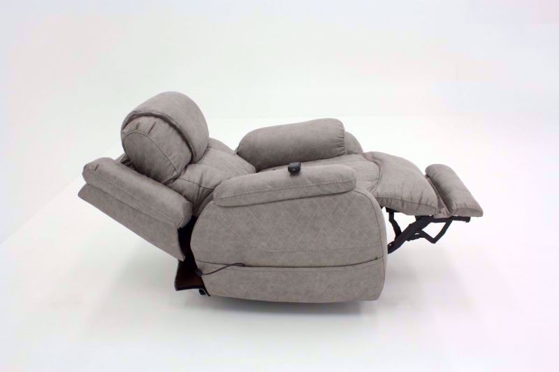 Soft Brown Daytona POWER Recliner, Side View in the Fully Reclined Position | Home Furniture Plus Bedding