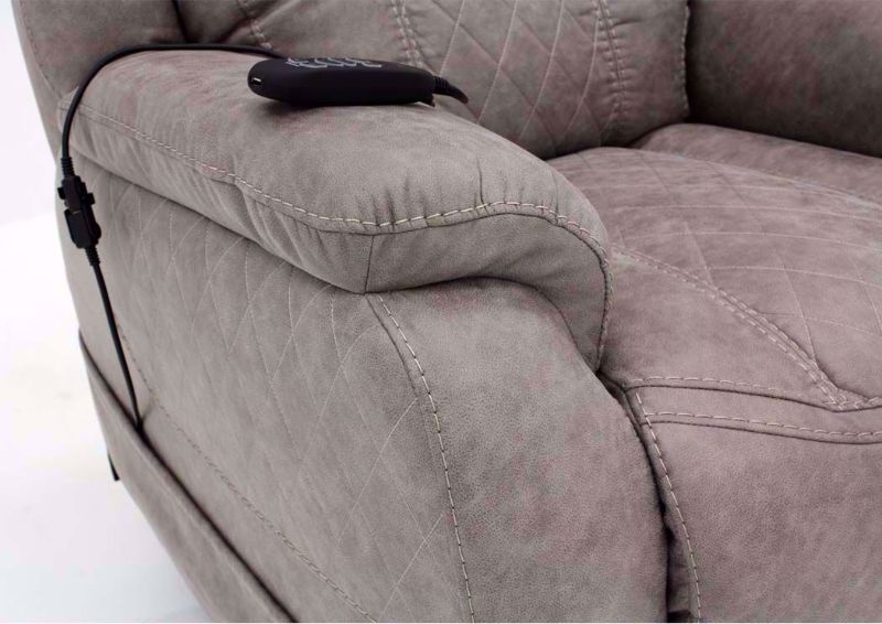 Soft Brown Daytona POWER Recliner Showing the Pillow Arm and Side Pocket | Home Furniture Plus Bedding