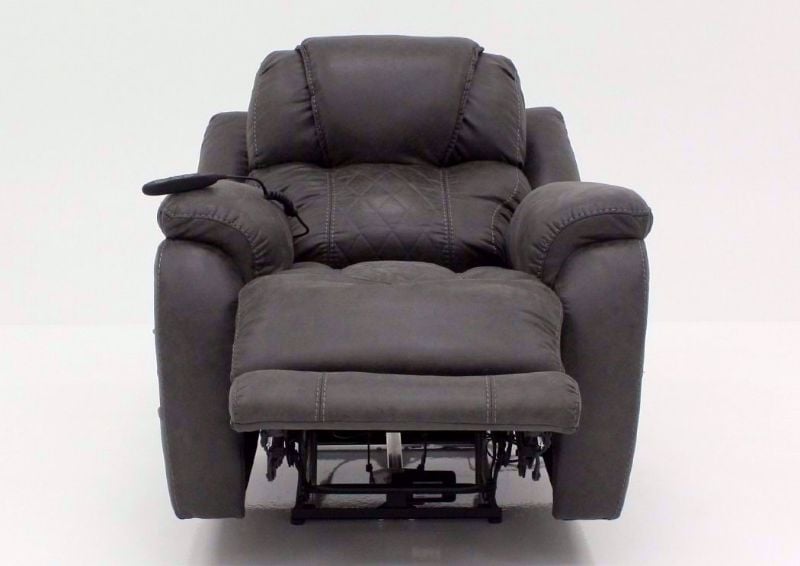 Steel Gray Daytona POWER Recliner, Front Facing in the Fully Reclined Position | Home Furniture Plus Bedding