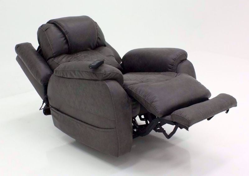 Steel Gray Daytona POWER Recliner at an Angle in the Fully Reclined Position | Home Furniture Plus Bedding