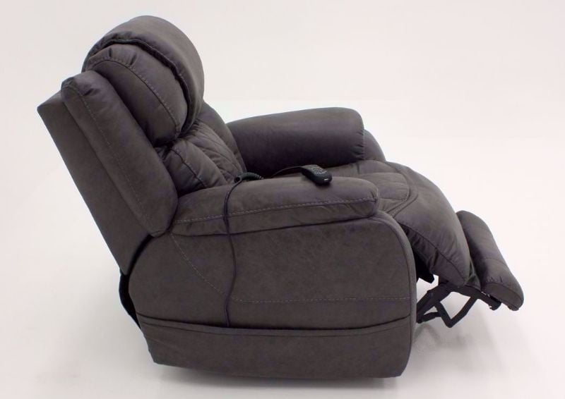 Steel Gray Daytona POWER Recliner, Side View With the Chaise Open Slightly | Home Furniture Plus Bedding