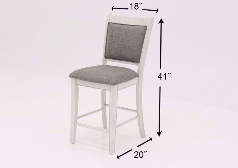 Rustic White Fulton Dining Set Showing the Barstool Dimensions | Home Furniture Plus Bedding