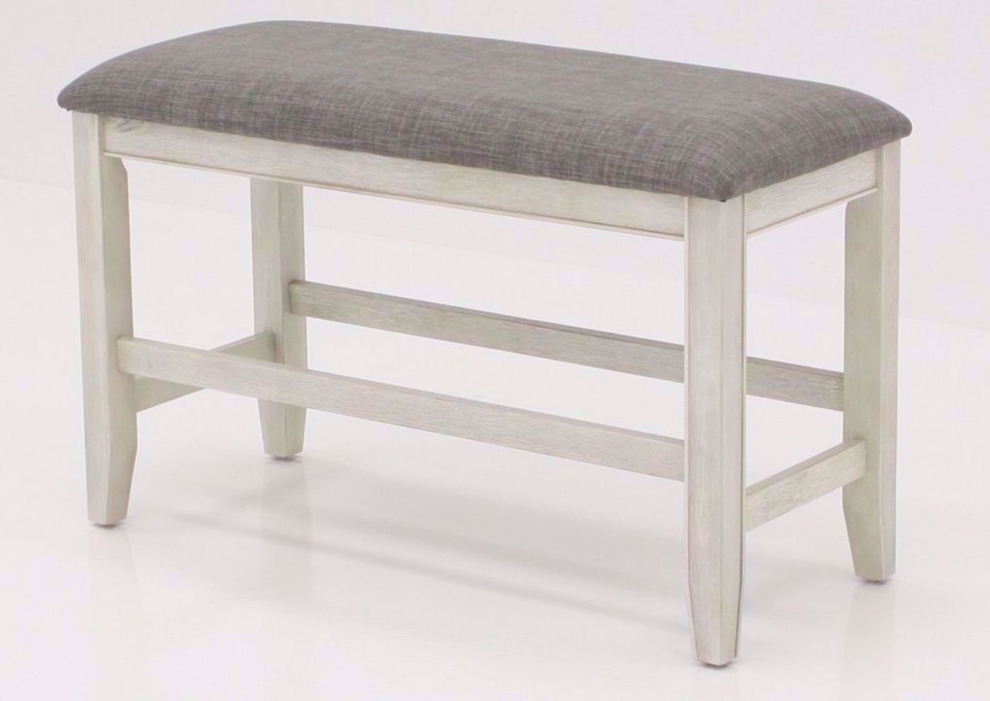 Rustic White Fulton Bar Height Bench at an Angle | Home Furniture Plus Mattress