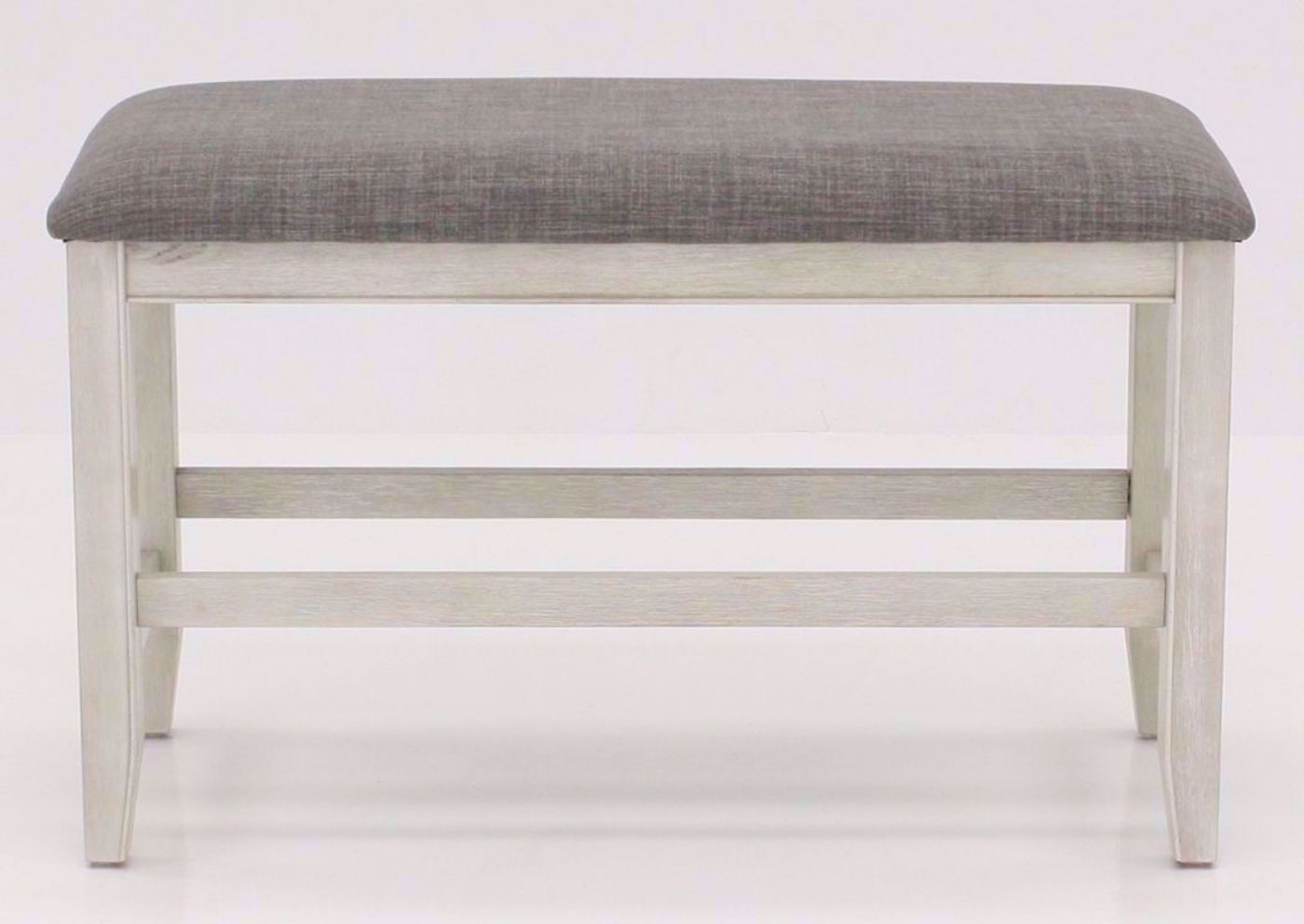 Rustic White Fulton Bar Height Bench Facing Front | Home Furniture Plus Mattress
