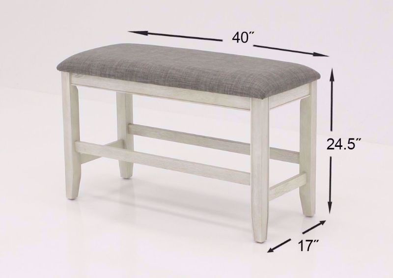 Rustic White Fulton Bar Height Bench Dimensions | Home Furniture Plus Mattress