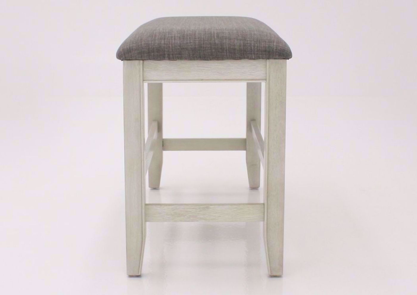 Rustic White Fulton Bar Height Bench Showing the Side View | Home Furniture Plus Mattress