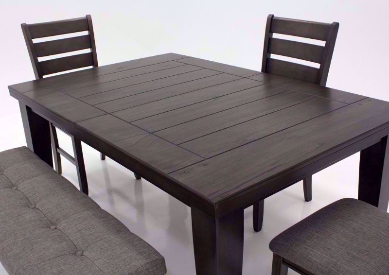 Dark Gray Bardstown Dining Table Set at an Angle Close Up | Home Furniture Plus Mattress