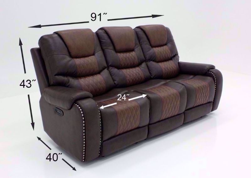 Two-Tone Brown Park Avenue POWER Reclining Sofa Dimensions | Home Furniture Plus Bedding