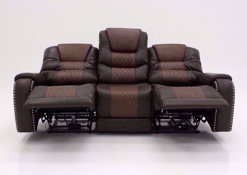 Two-Tone Brown Park Avenue POWER Reclining Sofa, Front Facing in a  Fully Reclined  Position | Home Furniture Plus Bedding