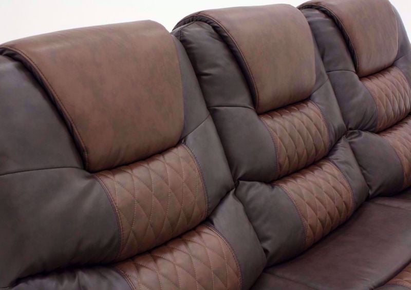 Two-Tone Brown Park Avenue POWER Reclining Sofa Seat Back Detail | Home Furniture Plus Bedding
