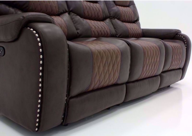 Two-Tone Brown Park Avenue POWER Reclining Sofa Showing Chaise in a Closed Position | Home Furniture Plus Bedding