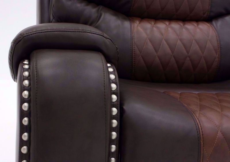 Two-Tone Brown Park Avenue POWER Reclining Sofa  Arm Detail | Home Furniture Plus Bedding