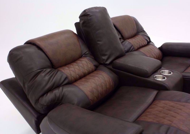 Two-Tone Brown Park Avenue POWER Reclining Sofa Seat Back in a Reclined Position | Home Furniture Plus Bedding