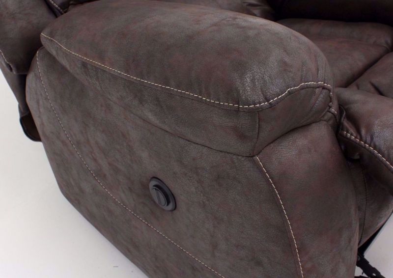 Dark Brown Wrangler POWER Recliner Showing the Side and Padded Arm Detail | Home Furniture Plus Bedding