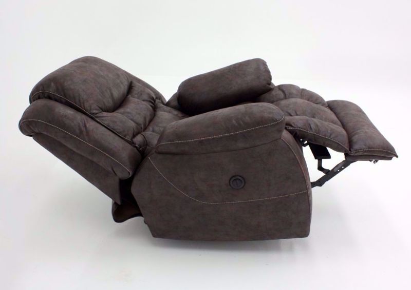 Dark Brown Wrangler POWER Recliner Showing the Side View in a Fully Reclined Position | Home Furniture Plus Bedding