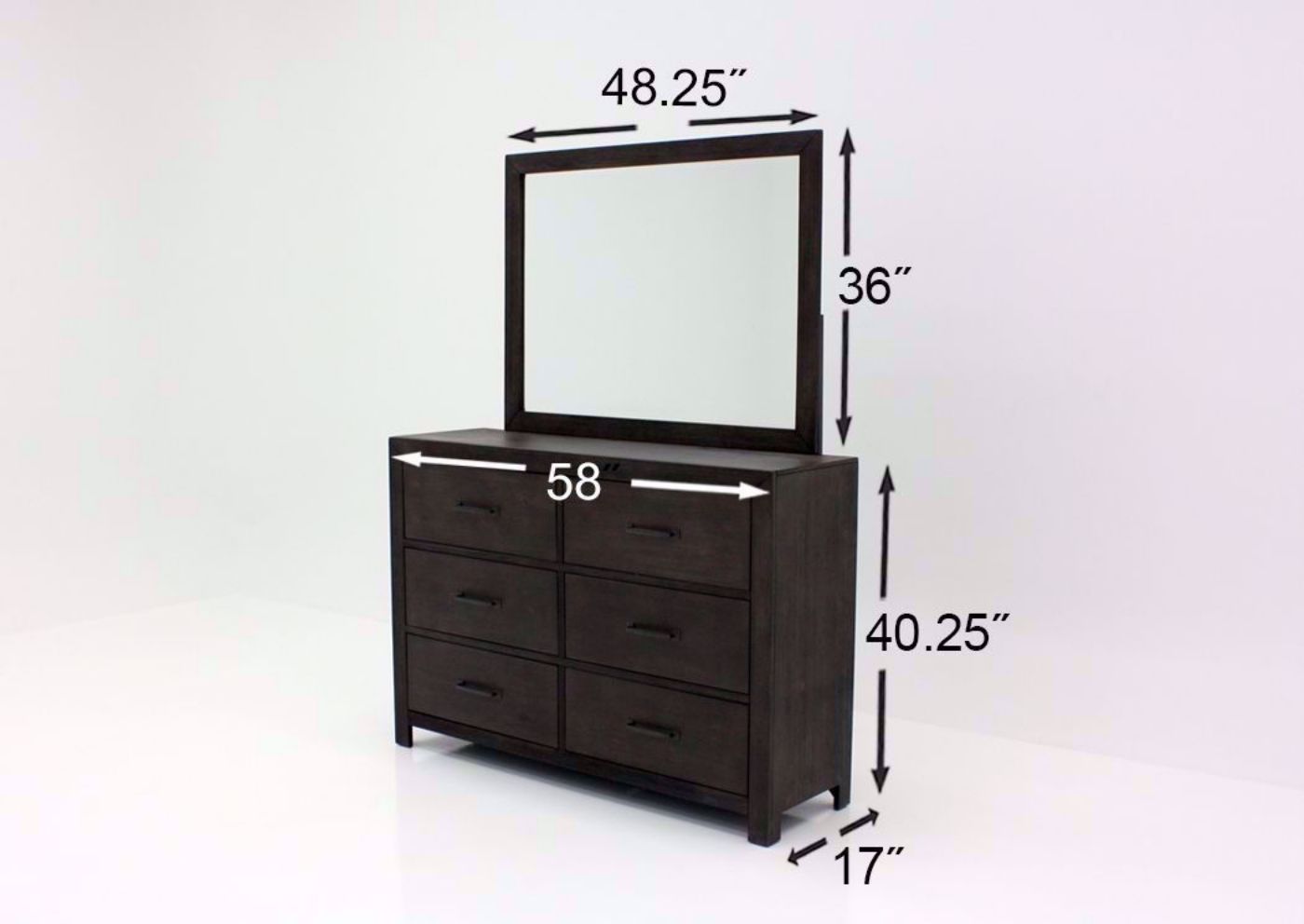 Dark Brown Shelby Dresser with Mirror Dimensions | Home Furniture Plus Bedding