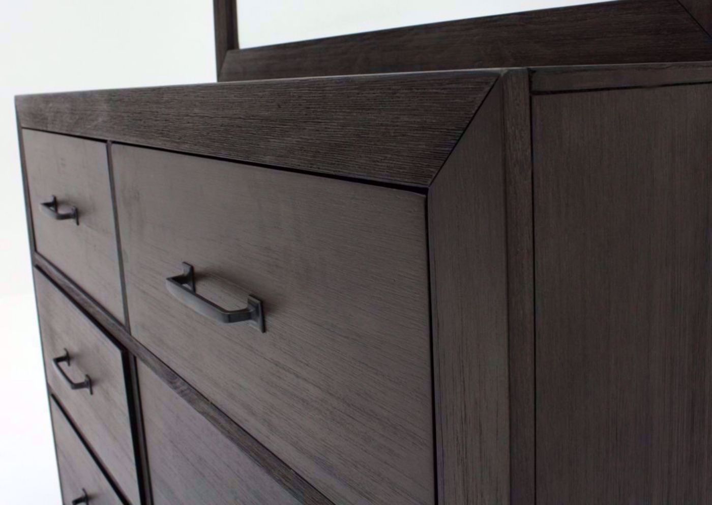 Dark Brown Shelby Dresser with Mirror Showing the Drawer Fronts | Home Furniture Plus Bedding