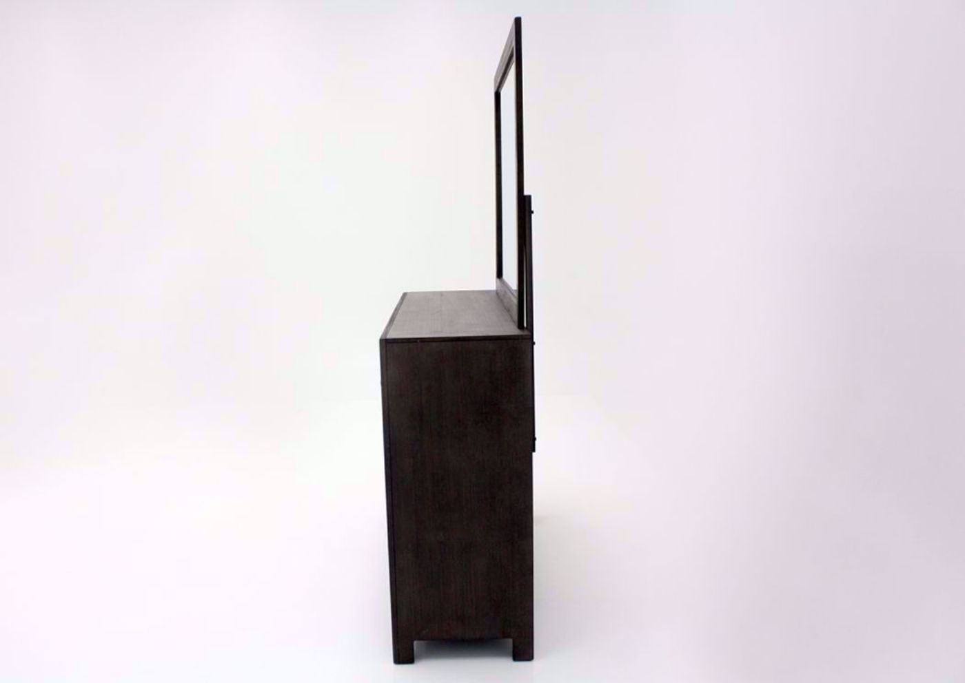 Dark Brown Shelby Dresser with Mirror Showing the Side View | Home Furniture Plus Bedding