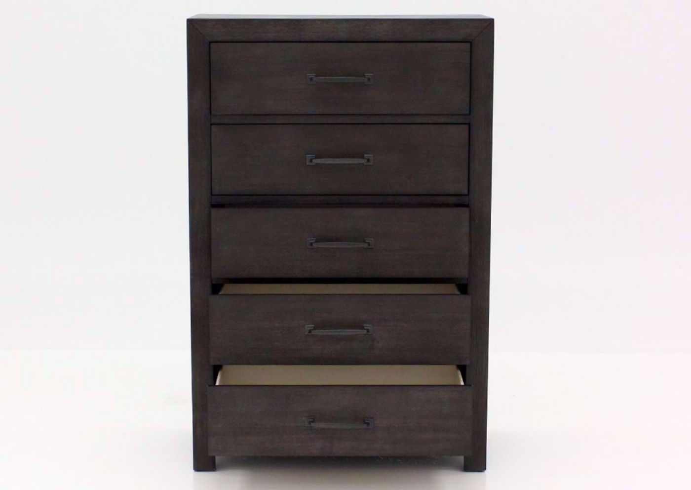 Dark Brown Shelby Chest of Drawers Facing Front With the Drawers Open | Home Furniture Plus Bedding