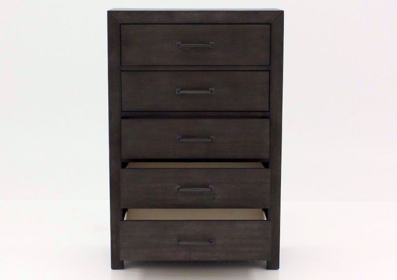 Dark Brown Shelby Chest of Drawers Facing Front With the Drawers Open | Home Furniture Plus Bedding