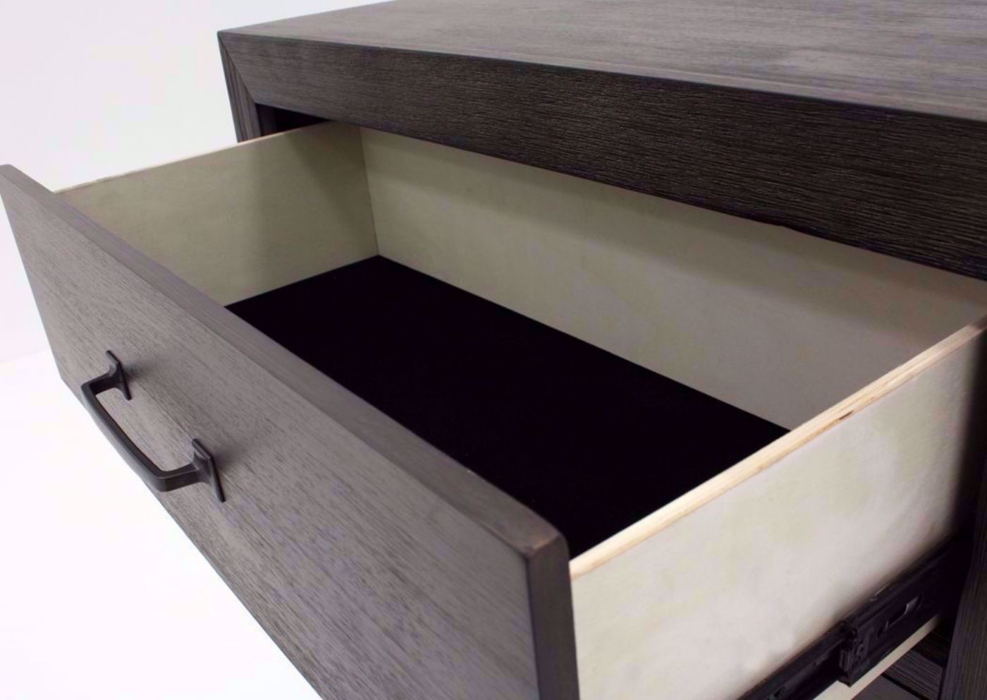 Dark Brown Shelby Chest of Drawers Showing the Felt Lined Top Drawer Interior | Home Furniture Plus Bedding