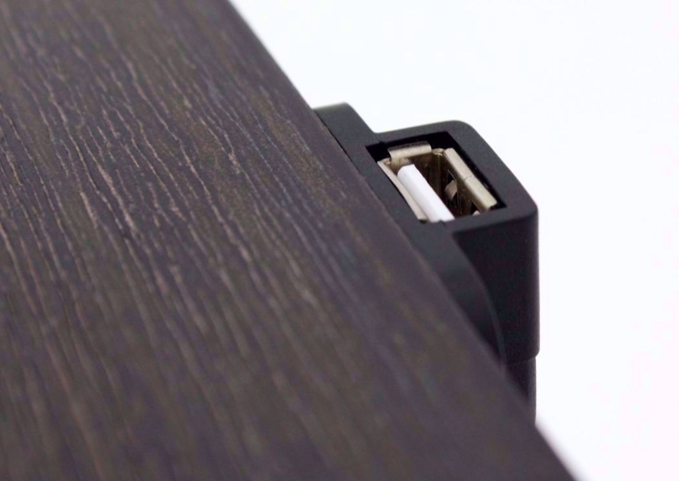 Dark Brown Shelby Nightstand Showing the USB Port Detail | Home Furniture Plus Mattress