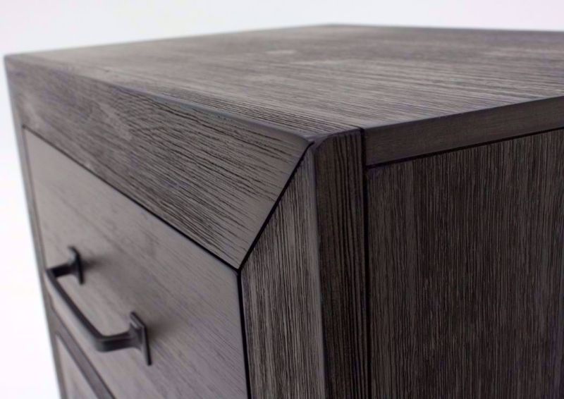 Dark Brown Shelby Nightstand at an Angle Showing the Corner and Top of the Nightstand | Home Furniture Plus Mattress