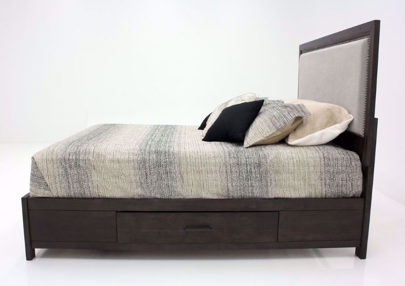 Chocolate Brown Shelby Queen Size Bed Showing the Side View | Home Furniture Plus Bedding