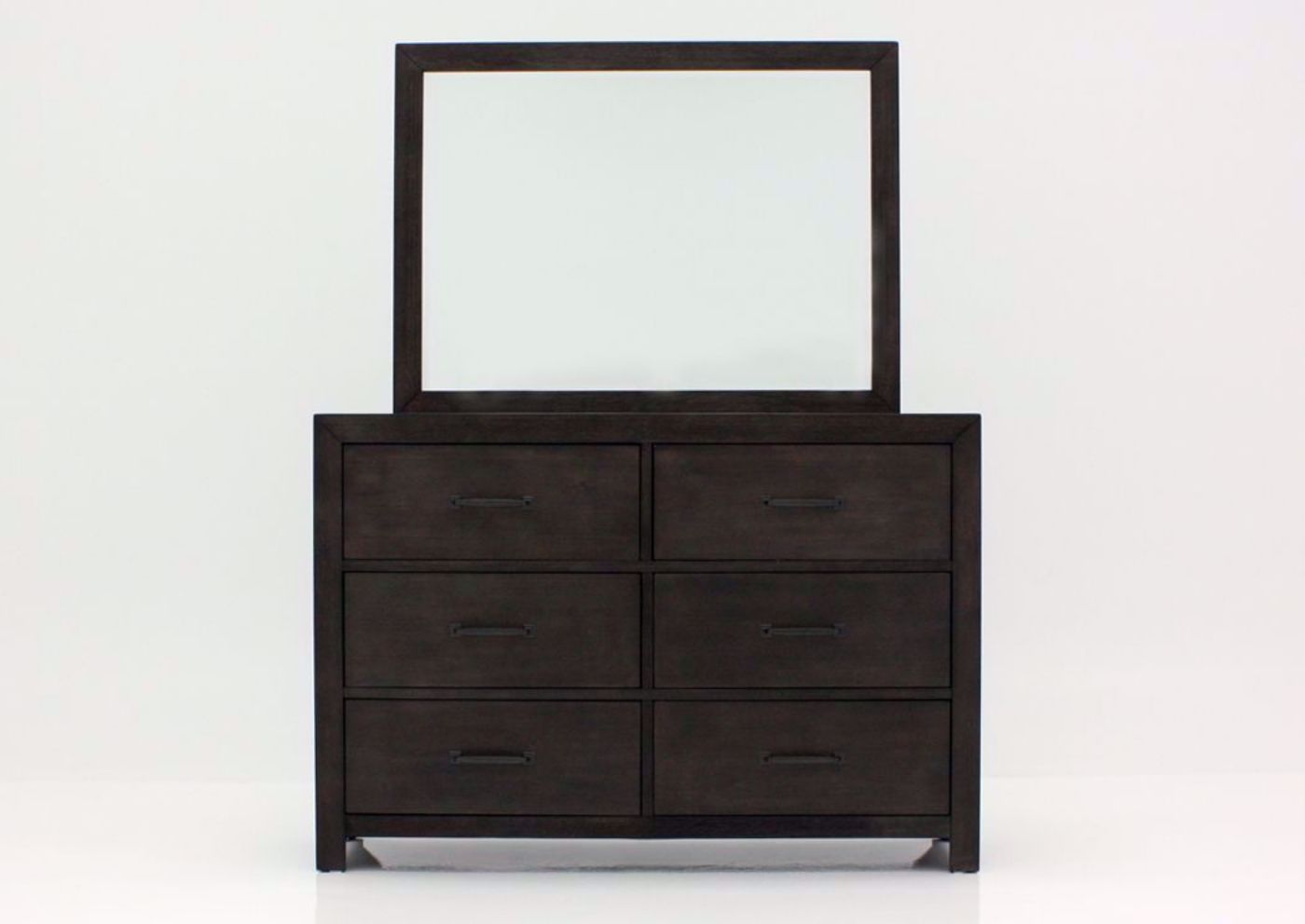 Dark Brown Shelby Dresser with Mirror Facing Front | Home Furniture Plus Bedding