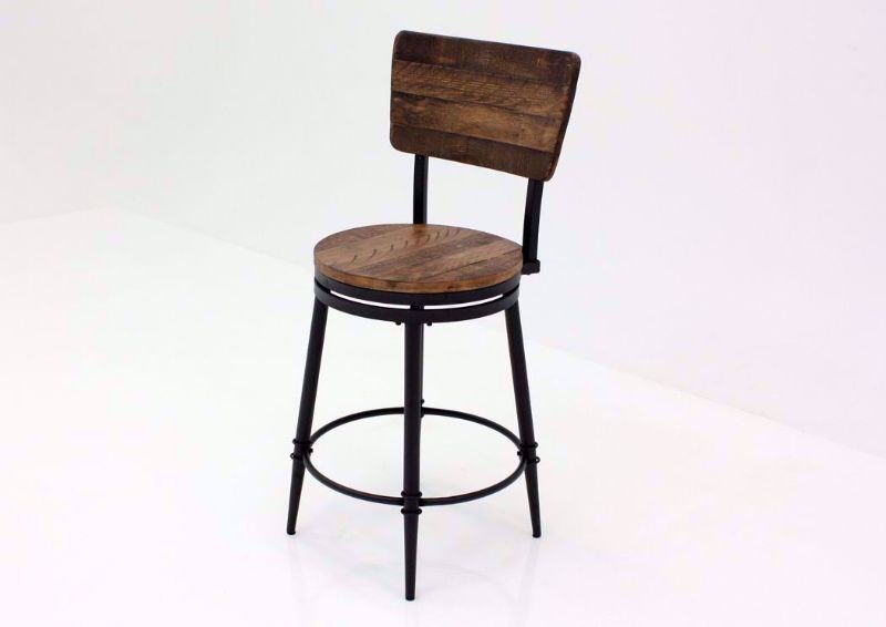 Warm Rich Brown Jennings 24 Inch Swivel Barstool at an Angle | Home Furniture Plus Mattress