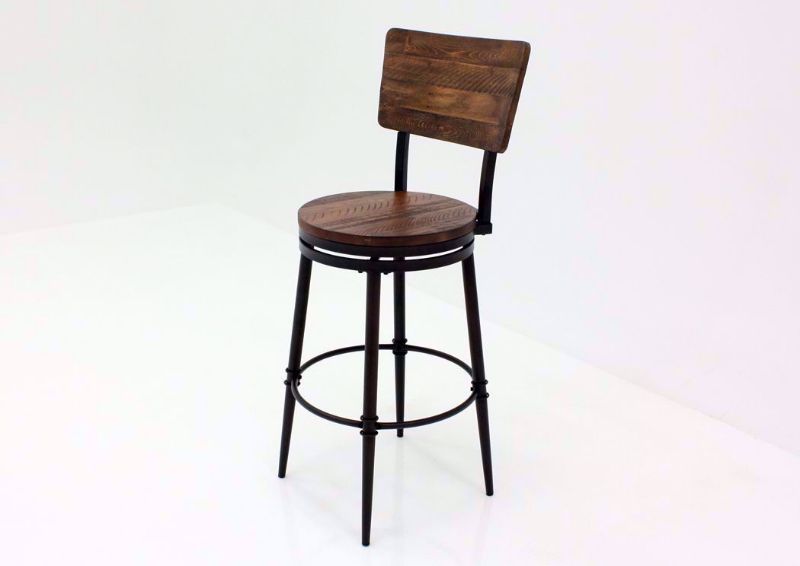 Warm Rich Brown Jennings 30 Inch Swivel Barstool at an Angle | Home Furniture Plus Mattress
