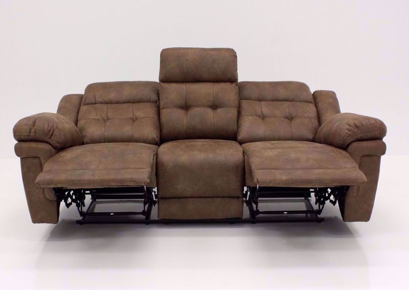 Light Brown Anastasia Reclining Sofa, Front Facing in a Fully Reclined Position | Home Furniture Plus Bedding