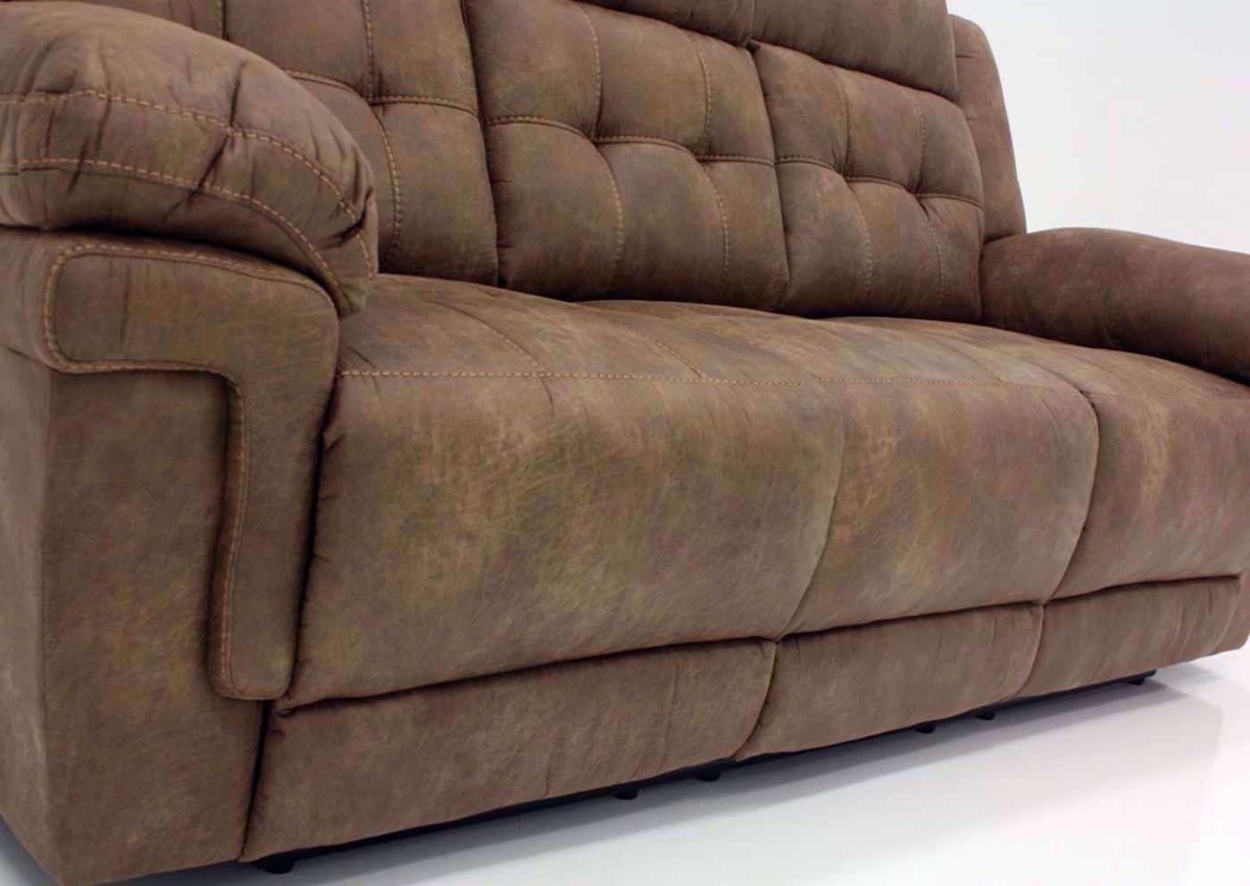 Light Brown Anastasia Reclining Sofa Chaise View in a Closed Position | Home Furniture Plus Bedding