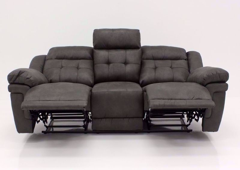 Gray Anastasia Reclining Sofa, Front Facing in a Fully Reclined Position | Home Furniture Plus Bedding