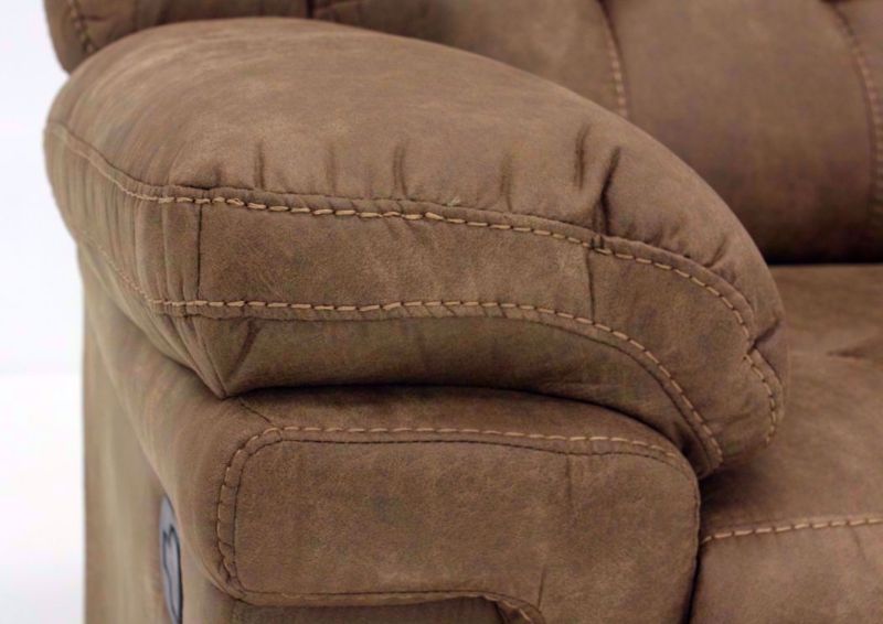 Light Brown Anastasia Glider Recliner Showing the Pillow Arm Detail | Home Furniture Plus Bedding