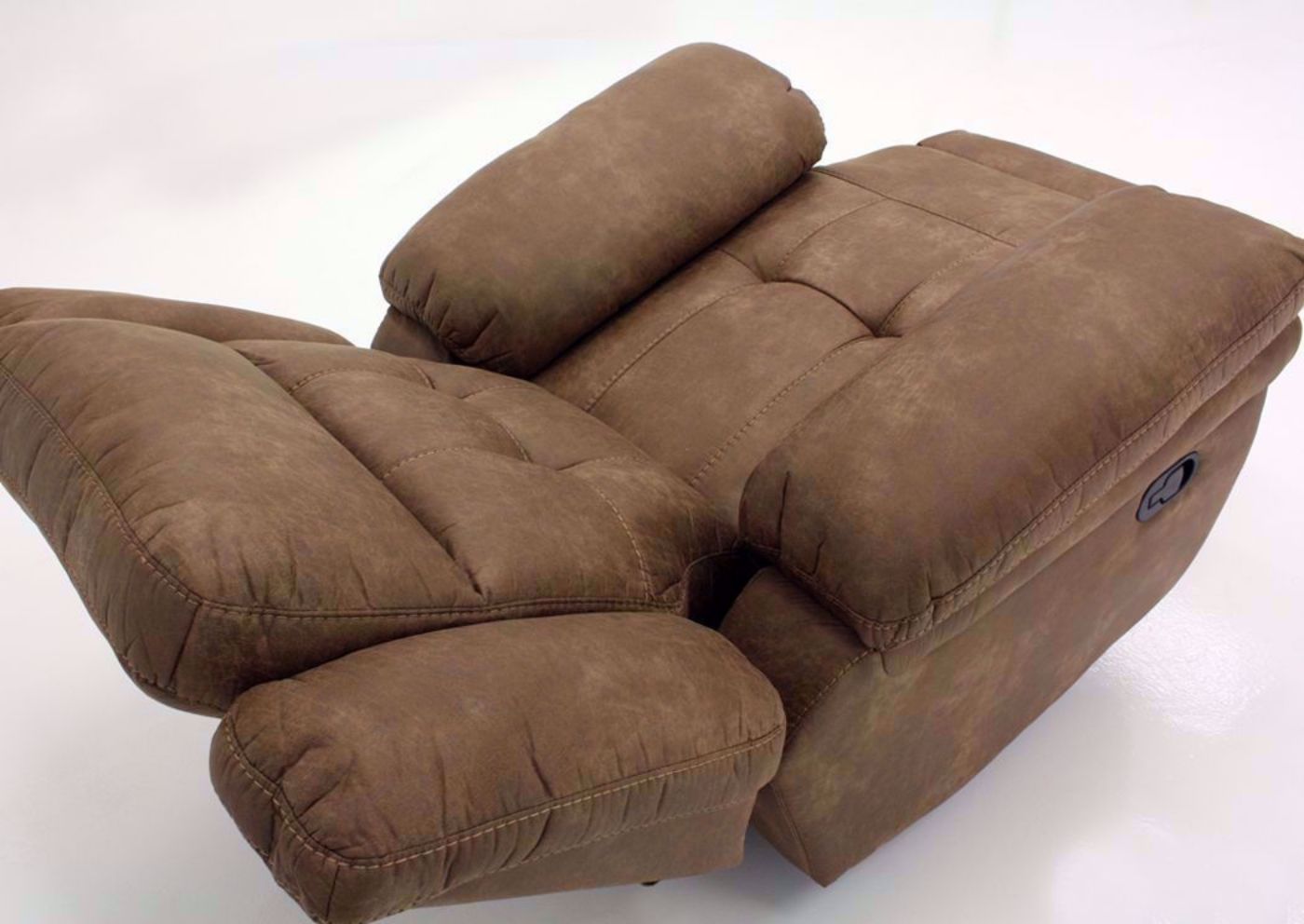Light Brown Anastasia Glider Recliner in a Reclined Position from the Back | Home Furniture Plus Bedding