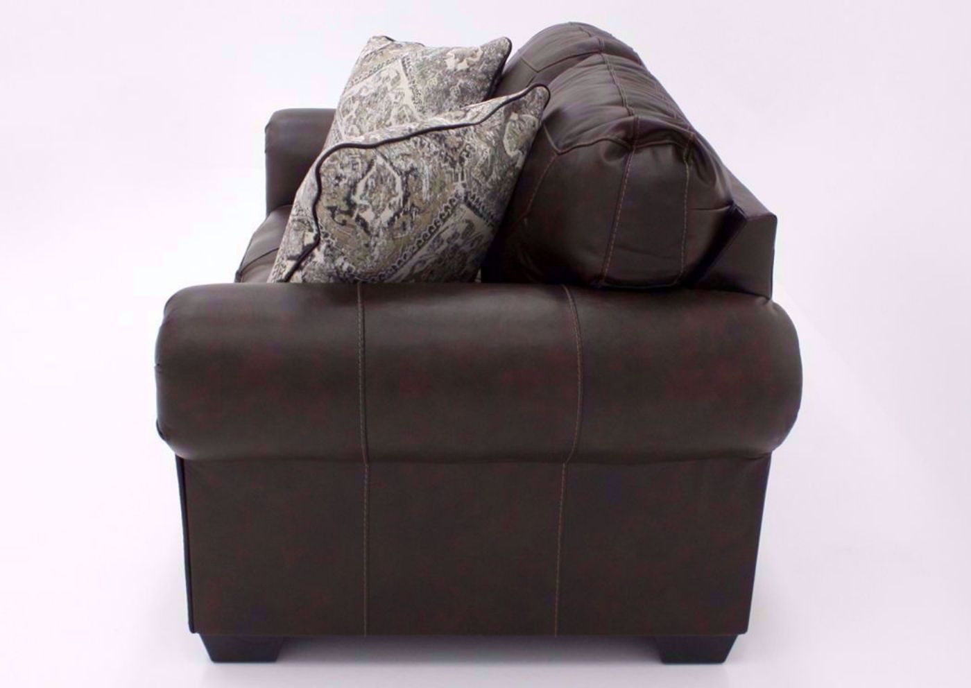 Walnut Brown Roleson Loveseat by Ashley, Side View | Home Furniture Plus Bedding