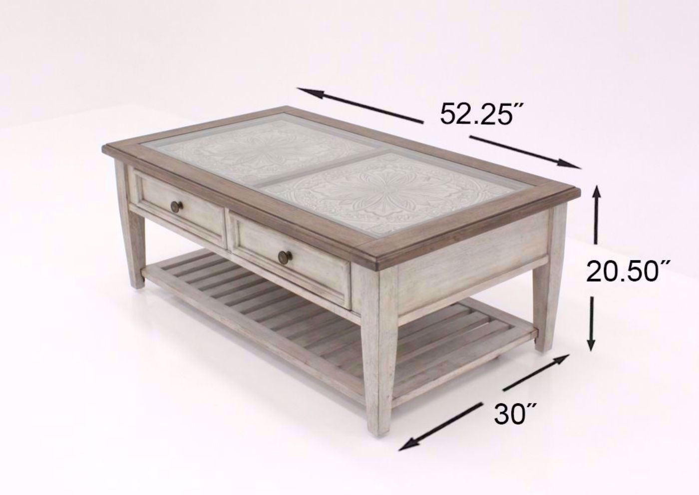 White and Brown Heartland Coffee Table Dimensions | Home Furniture Plus Bedding