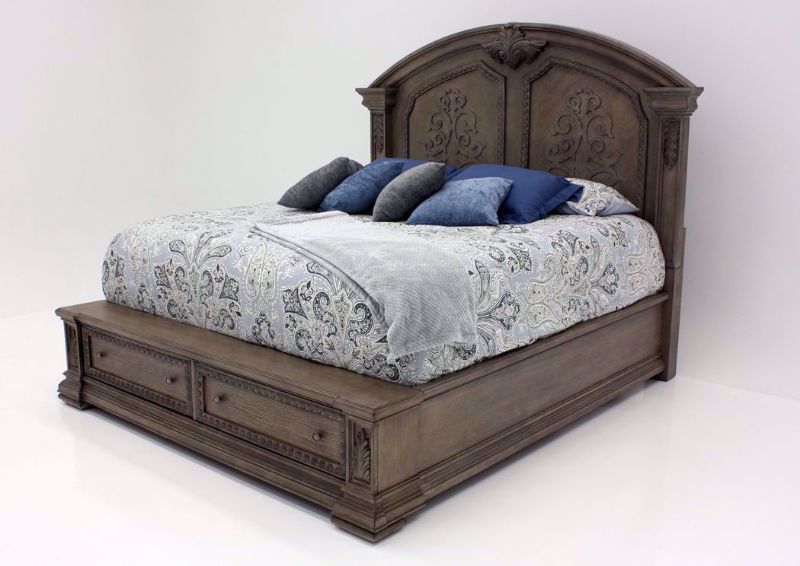 Maria Queen Size Storage Bed, Taupe Brown | Home Furniture Plus Bedding, Angle