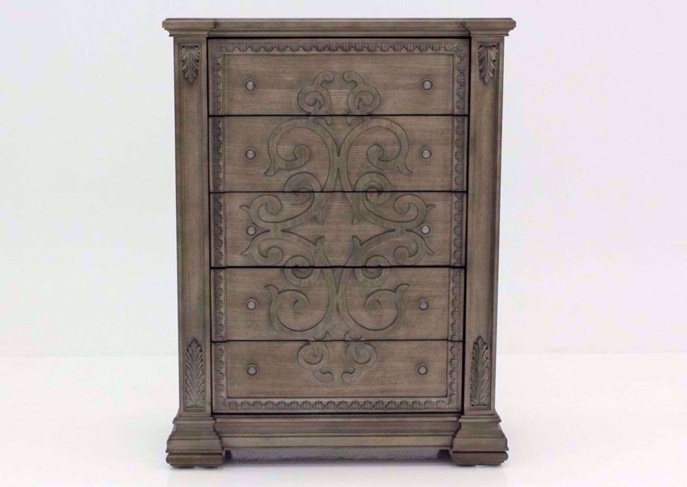 Taupe Brown Maria Chest of Drawers Facing Front | Home Furniture Plus Bedding