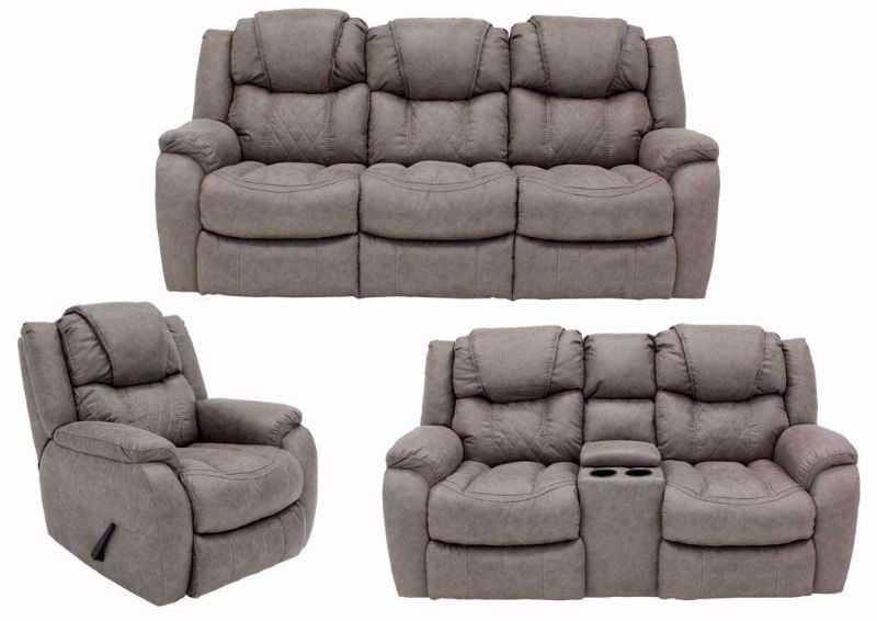 Soft Brown Daytona Reclining Sofa Set Group Including Sofa, Loveseat and Recliner | Home Furniture Plus Bedding