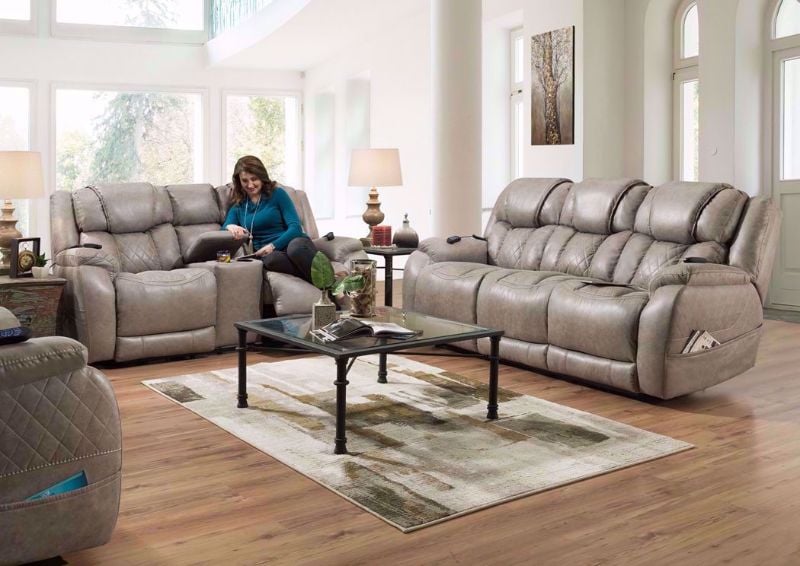 Soft Brown Daytona Power Reclining Sofa Set in a Room Setting | Home Furniture Plus Bedding